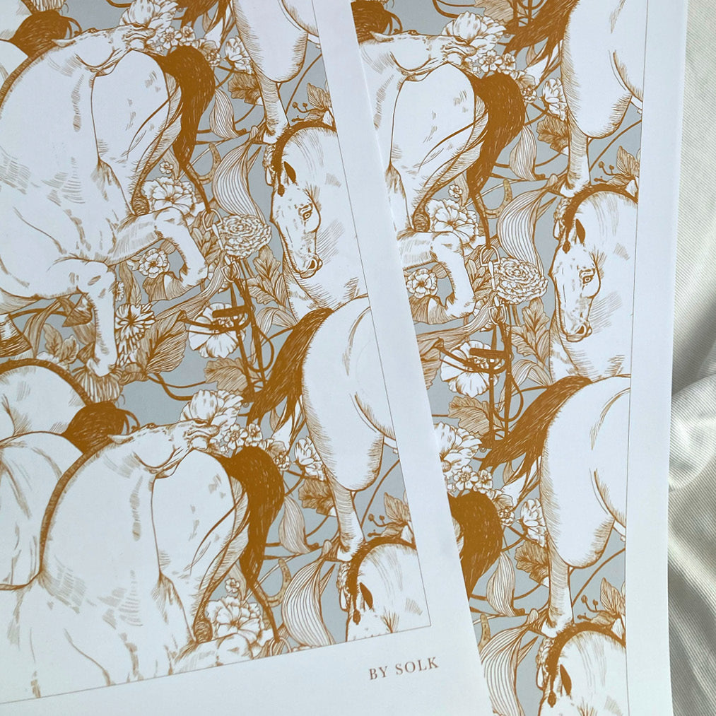 Horse Mess Tangerine Poster